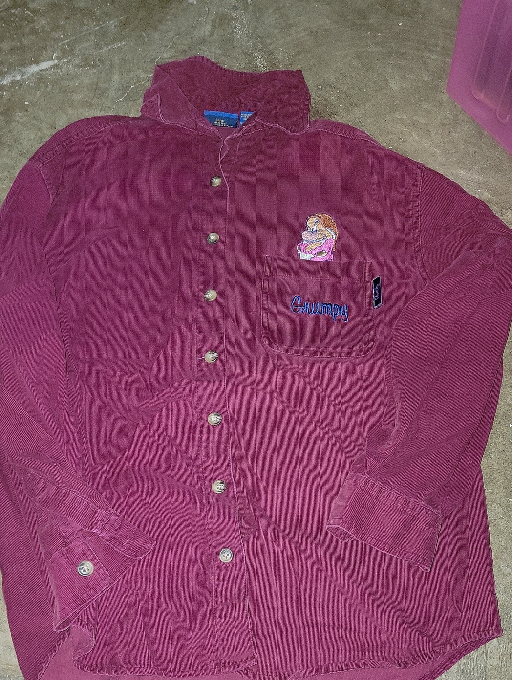 Vintage Disney Classics Grumpy Emrboidered Button Up